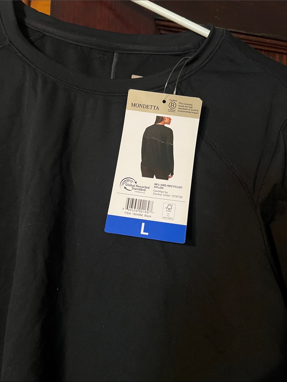 Mondetta Black Crew Neck Long Sleeve Top
